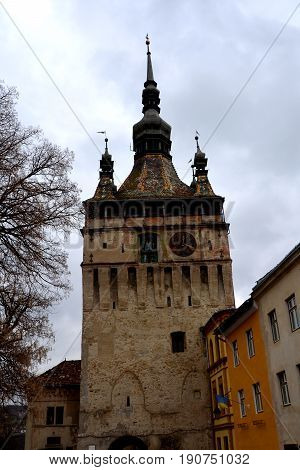 Medieval city Sighisoara. Urban landscape in the downtown of the medieval city Sighisoara, Transylvania