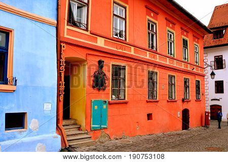 Medieval city Sighisoara. Urban landscape in the downtown of the medieval city Sighisoara, Transylvania