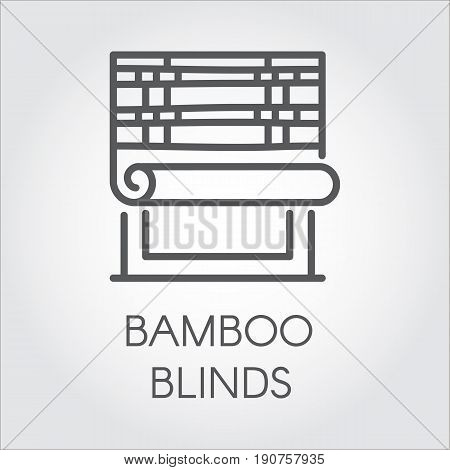Window bamboo blinds icon in line style. Interior design contour logo for store catalog and other design needs. House or office decor concept. Vector simplicity label