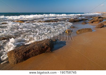 rocky coast in the northwest of the island of Crete Greece