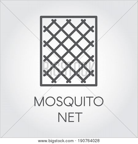 Simplicity icon in linear style of mosquito nets for windows. Concept of protection of premises from insects. Logo for shop catalogue, online shops and other projects. Vector outline label