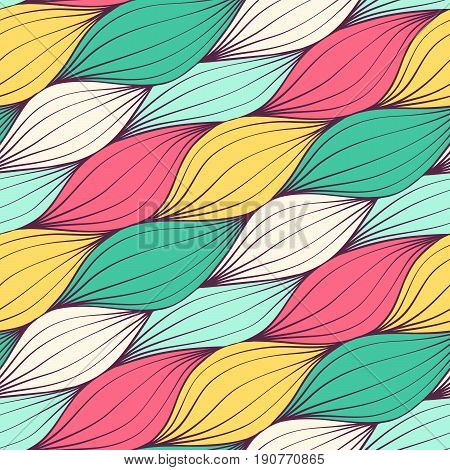 Abstract wave hand drawn print. Vector wavy seamless pattern.