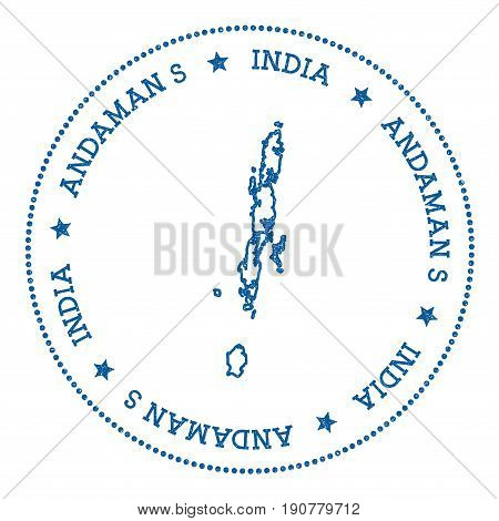 Andaman Islands Map Sticker. Hipster And Retro Style Badge. Minimalistic Insignia With Round Dots Bo