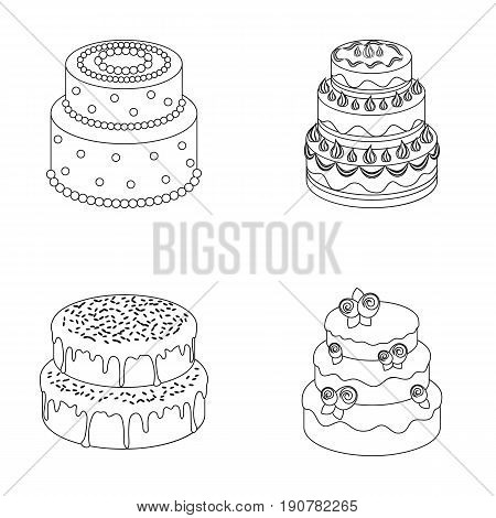 Sweetness, dessert, cream, treacle .Cakes country set collection icons in outline  vector symbol stock illustration .