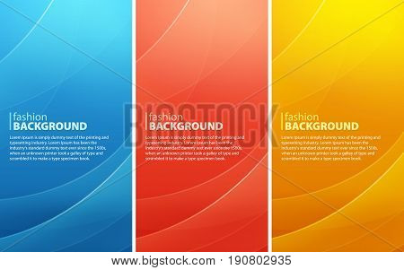 Set of abstract vertical backgrounds of curved lines. Curvaceous lines with blur gradient effect. Vector illustration.