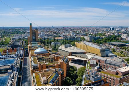 Skyline of Berlin Germany - city center / cityscape aerial