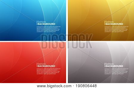 Set of abstract colored backgrounds of curved lines. Curvaceous lines with blur gradient effect. Vector illustration.