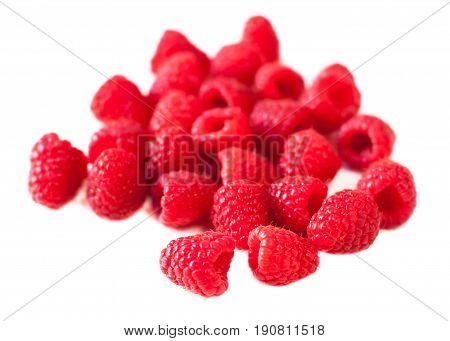 Fresh Ripe raspberry isolated on white background macro