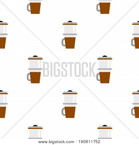 Mug for coffee pattern seamless background in flat style repeat vector illustration