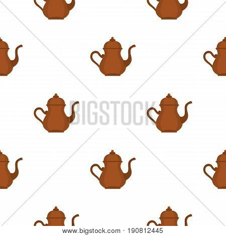 Oriental turkish kettle for tea pattern seamless background in flat style repeat vector illustration