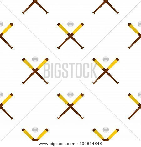 Baseball bats and baseball pattern seamless background in flat style repeat vector illustration