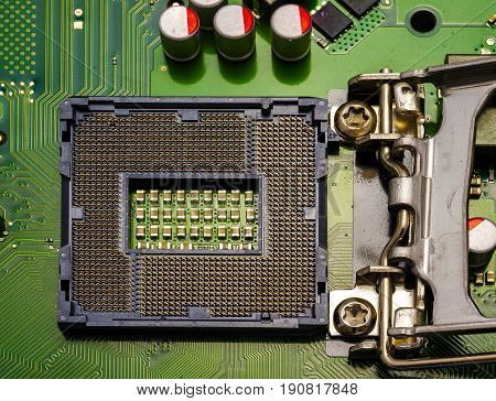 computer motherboard close up. Socket LGA 1155