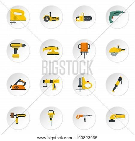 Electric tools icons set in flat style isolated vector icons set illustration