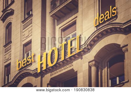 Best hotel deals. Hotel, accommodation, travel, tourism concept.