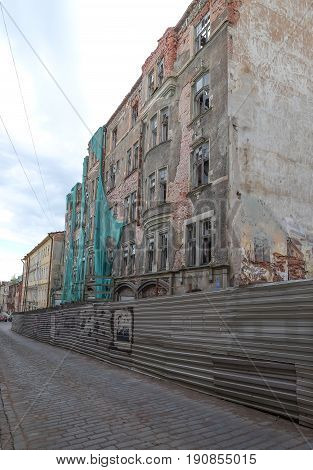 Part of ancient building at sunset in Vyborg Russia. Vyborg is 174km northwest of St Petersburg and just 30km from the Finnish border.