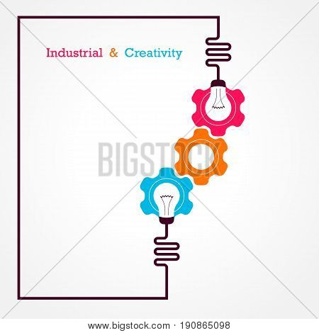 Creative light bulb and gear abstract vector design banner template. Corporate business industrial creative logotype symbol. Business and industrial concept.Vector illustration