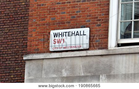 London Whitehall Street Sign
