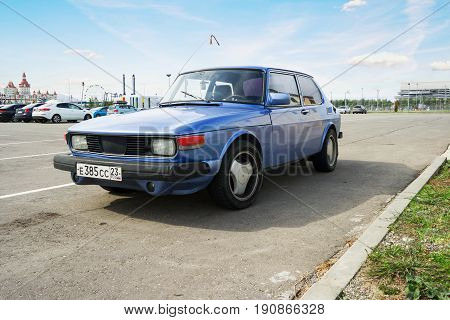 Sochi Russia - October 11 2016: Legendary Saab 900 parked. Compact luxury automobile which was produced by Saab from 1978.