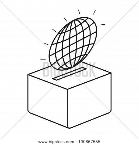 silhouette flat globe earth world chart depositing in a carton box vector illustration
