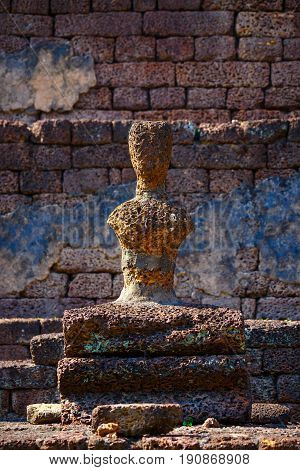 Sukhothai, Thailand - January 17 2017: Wat Chedi Jet Thaew In The Precinct Of Si Satchanalai Histori