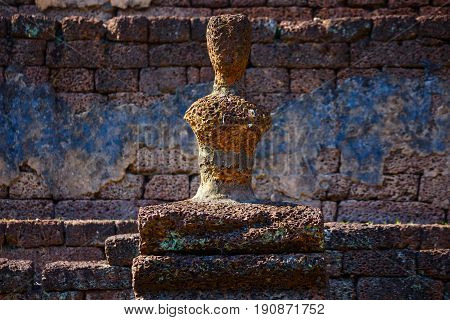 Sukhothai, Thailand - January 17 2017: Wat Chedi Jet Thaew In The Precinct Of Si Satchanalai Histori