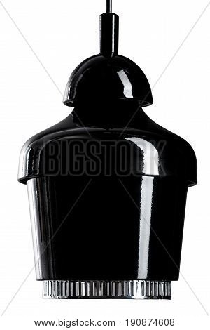 Black glossy hanging Lamp. lamp isolated on white