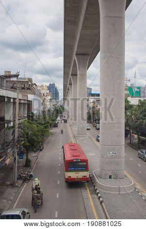 Bangkok,THAILAND-August 25 2016: BTS Sky train high rail at Bang Po Station Bangkok Thailand.