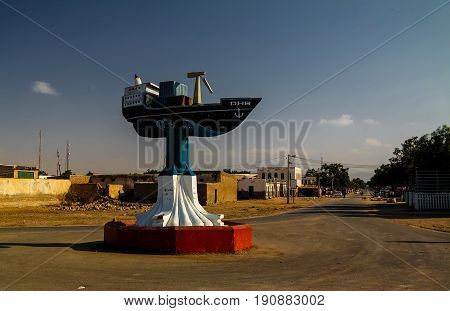 Boat monument in the center of Berbera - 09.01.2016 Berbera Somalia