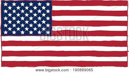 Carelessly, hastily, painted the flag of the United States of America