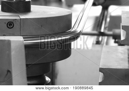 close up tube bending machine in the factory