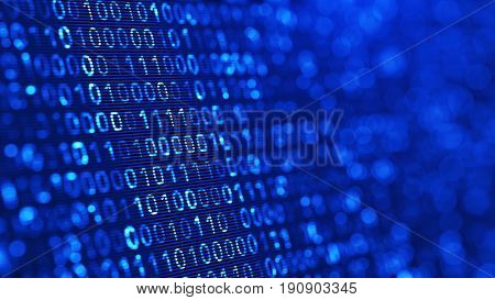 digital binare code background. 3d illustration