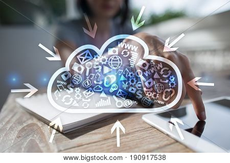 Cloud technology. Data storage. Networking and internet service concept.