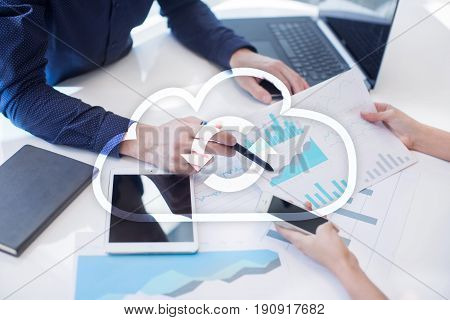 Cloud technology. Data storage. Networking and internet service concept.