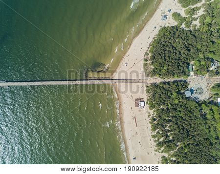 Palanga Lietuva Baltic Sea Seaside Aerial Drone Top View