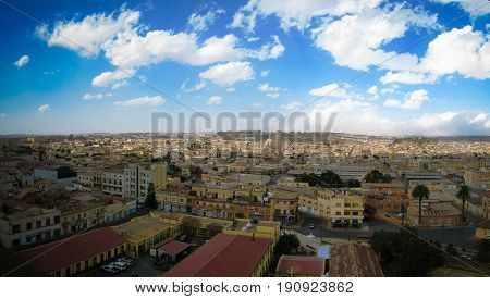 Aerial view to Asmara the capital of Eritrea