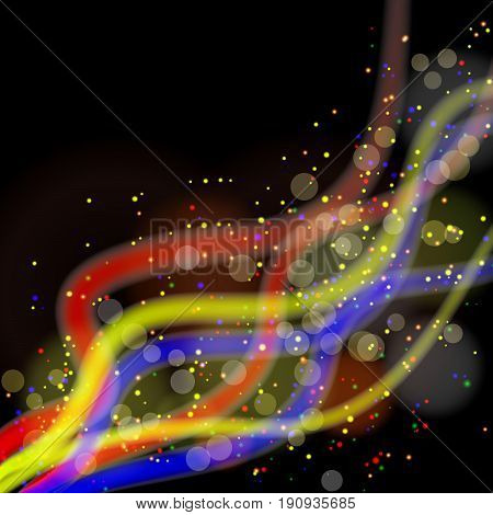 Futuristic abstract glowing vector background with blurred light curves.