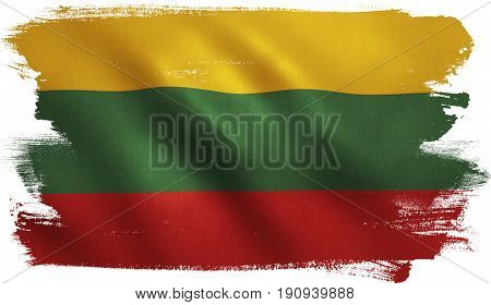 Lithuania flag with fabric texture. 3D illustration.