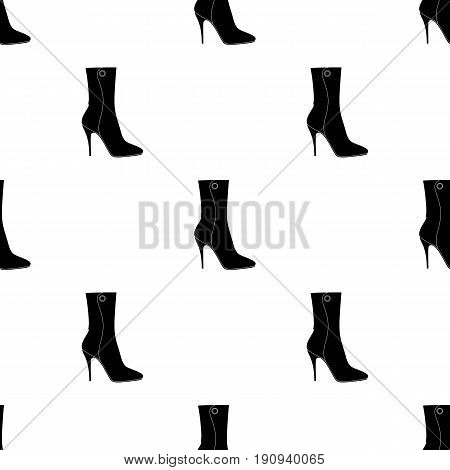 Demi tall womens boots high heel.Different shoes single icon in black pattern vector symbol stock web illustration.