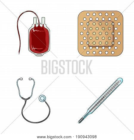 Package with donor blood and other equipment.Medicine set collection icons in cartoon style vector symbol stock illustration .