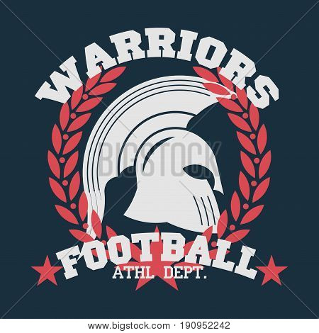 t-shirt football emblem with laurel wreath t-shirt sports Spartan Warrior gladiator icon. Vector