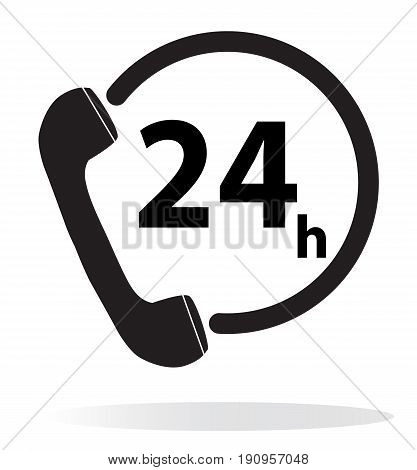 telephone service 24 hours isolated. call 24 icon.twenty-four hour service icon.