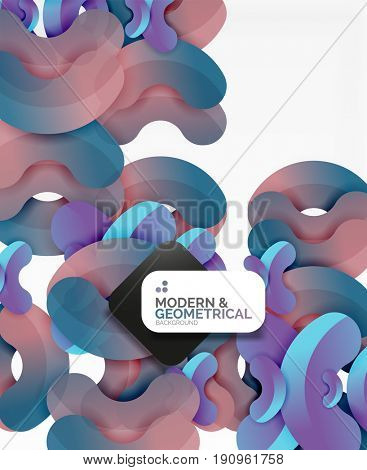 Abstract color geometric round shapes on white - elements with shadow, colorful composition