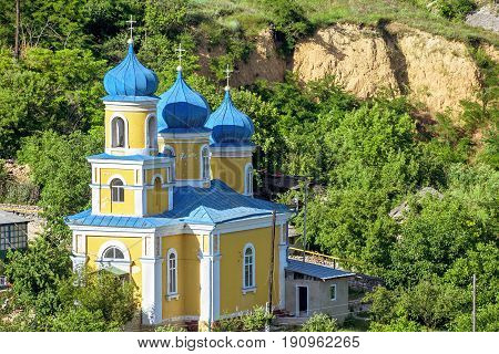 Local church in Trebujeni village, Orheiul Vechi, Moldova, sunny day