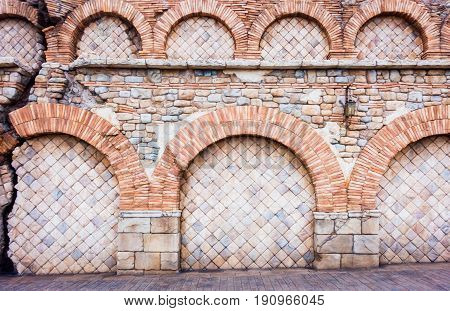 Ruined Broken Medival brick wall for texture background