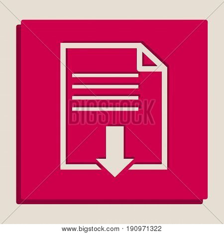 File download sign. Vector. Grayscale version of Popart-style icon.