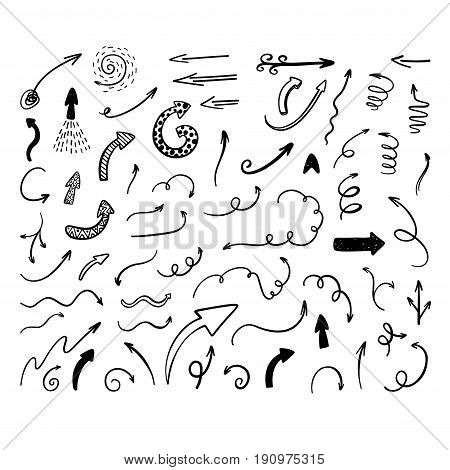 Handdrawn Arrows, Borders Set With Hearts, Love. Vector Icon.