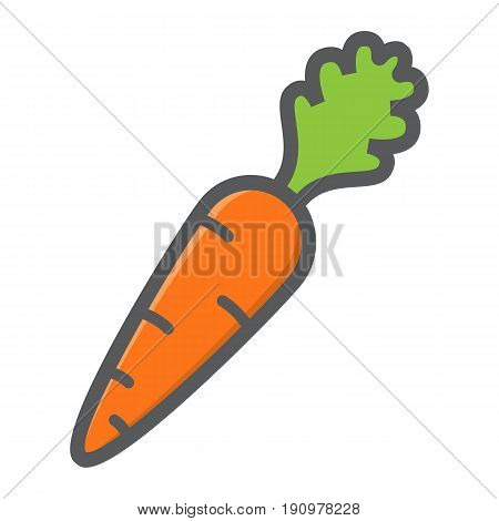 Carrot colorful line icon, vegetable and diet, vector graphics, a filled pattern on a white background, eps 10.