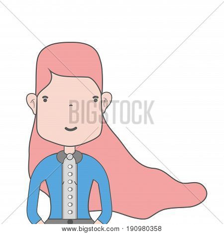 woman with haistyle and casual clothes vector illustration