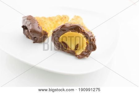 Delicious Sicilian Cannolo Cannellino Sweet With Pastry Hazelnut Chocolate And Pastry Cream, Italian