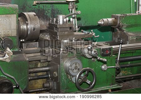 Metalworking machines working mechanisms are shot close-up